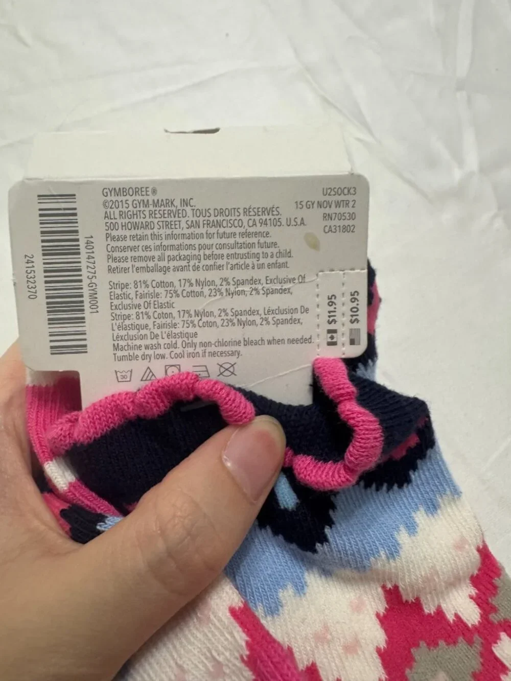 Gymboree Pink Fox Print Socks (2 Pairs) Girls Medium